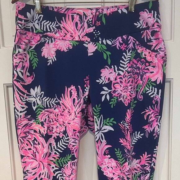 Lilly Pulitzer Luxletic Corso Pant Navy with Pink - Great for Golf! - Picture 1 of 4